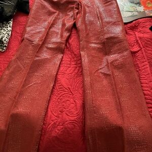 Bebe Red Textured Leather Pants